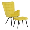 Πολυθρόνα με υποπόδιο Dorita pakoworld βελούδο κίτρινο-πόδι μαύρο μέταλλο 68.5x76x103εκ Pakoworld 029-000219