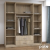 Ντουλάπα ρούχων Royal pakoworld τετράφυλλη με πατάρι χρώμα sonoma 200x58x230 Pakoworld 043-000069