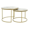 Τραπέζια σαλονιού October pakoworld σετ 2τεμ λευκό μαύρο μάρμαρου-χρυσό ματ Pakoworld 120-000347