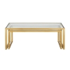 Τραπέζι σαλονιού Redro pakoworld σετ 2τεμ χρυσό μέταλλο-γυαλί 100x40x45εκ Pakoworld 197-000243