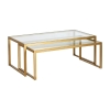 Τραπέζι σαλονιού Redro pakoworld σετ 2τεμ χρυσό μέταλλο-γυαλί 100x40x45εκ Pakoworld 197-000243