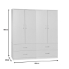 Ντουλάπα ρούχων τετράφυλλη Zelia A pakoworld με 4 συρτάρια χρώμα λευκό 158x42x180εκ Pakoworld 249-000061