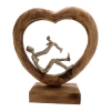 Επιτραπέζιο διακοσμητικό καρδιά Loisir Inart φυσικό μάνγκο ξύλο-αλουμίνιο 28.5x9x30εκ Pakoworld 312-000017