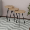 Βοηθητικό τραπέζι Sebko pakoworld σετ 3τεμ oak μελαμίνης-μαύρο μέταλλο Pakoworld 321-000040