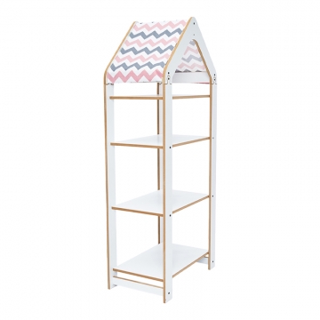 Ραφιέρα Montessori Zoilen II pakoworld λευκό-ροζ mdf 50x30x120εκ