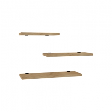 Ραφιέρα τοίχου Leila pakoworld σετ 3τεμ μελαμίνη σε φυσική απόχρωση 40x14x2εκ