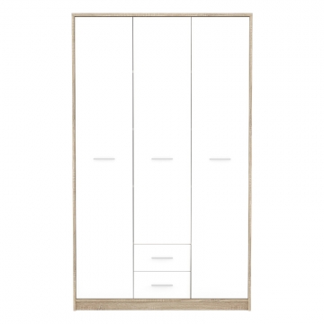 Ντουλάπα ρούχων Serenity pakoworld τρίφυλλη sonoma-λευκό 118.5x54x196.5εκ