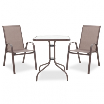 Τραπεζαρία Watson-Calan σετ 3τεμ pakoworld μέταλλο-textilene καφέ 60x60x70εκ