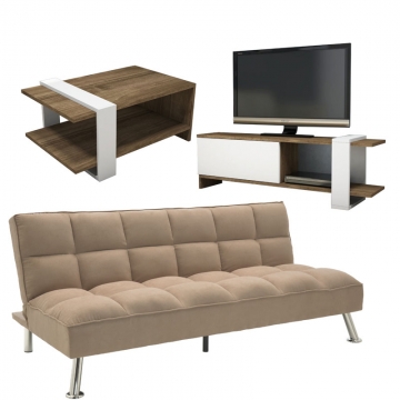 Φοιτητικό πακέτο επίπλων σαλονιού Unique 7 pakoworld σετ 3 τμχ