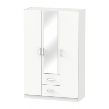 Ντουλάπα ρούχων τρίφυλλη Dillion pakoworld λευκό μελαμίνης 120x52x190εκ