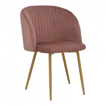 Καρέκλα Anelie pakoworld σάπιο μήλο βελούδο-πόδι φυσικό μέταλλο 45x59x78εκ